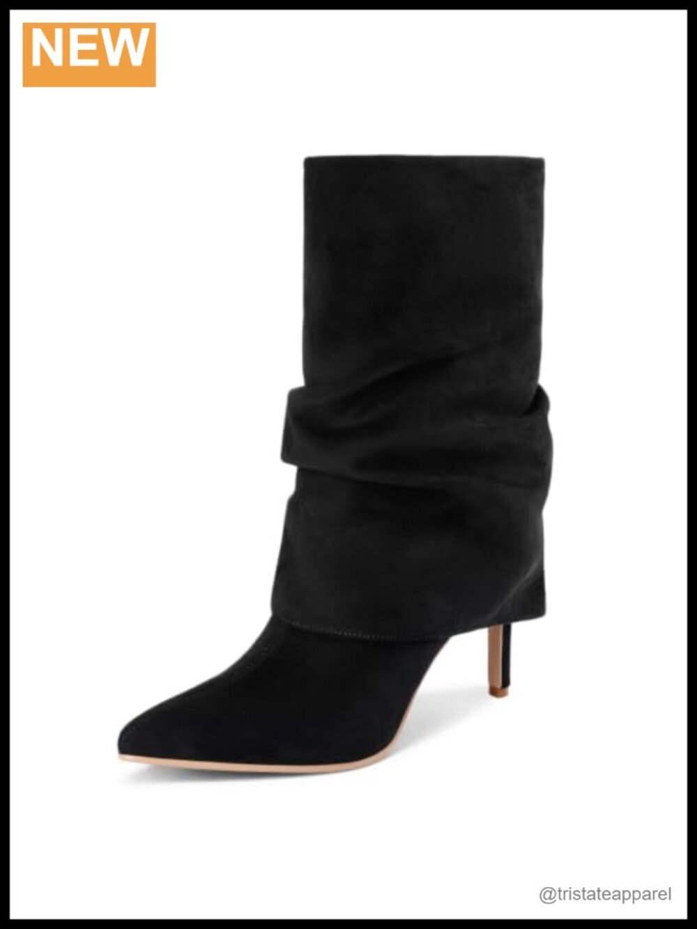 Women's Fold Over Ankle Boots Stiletto Heel Slouch Suede-like Faux Leather Boots
